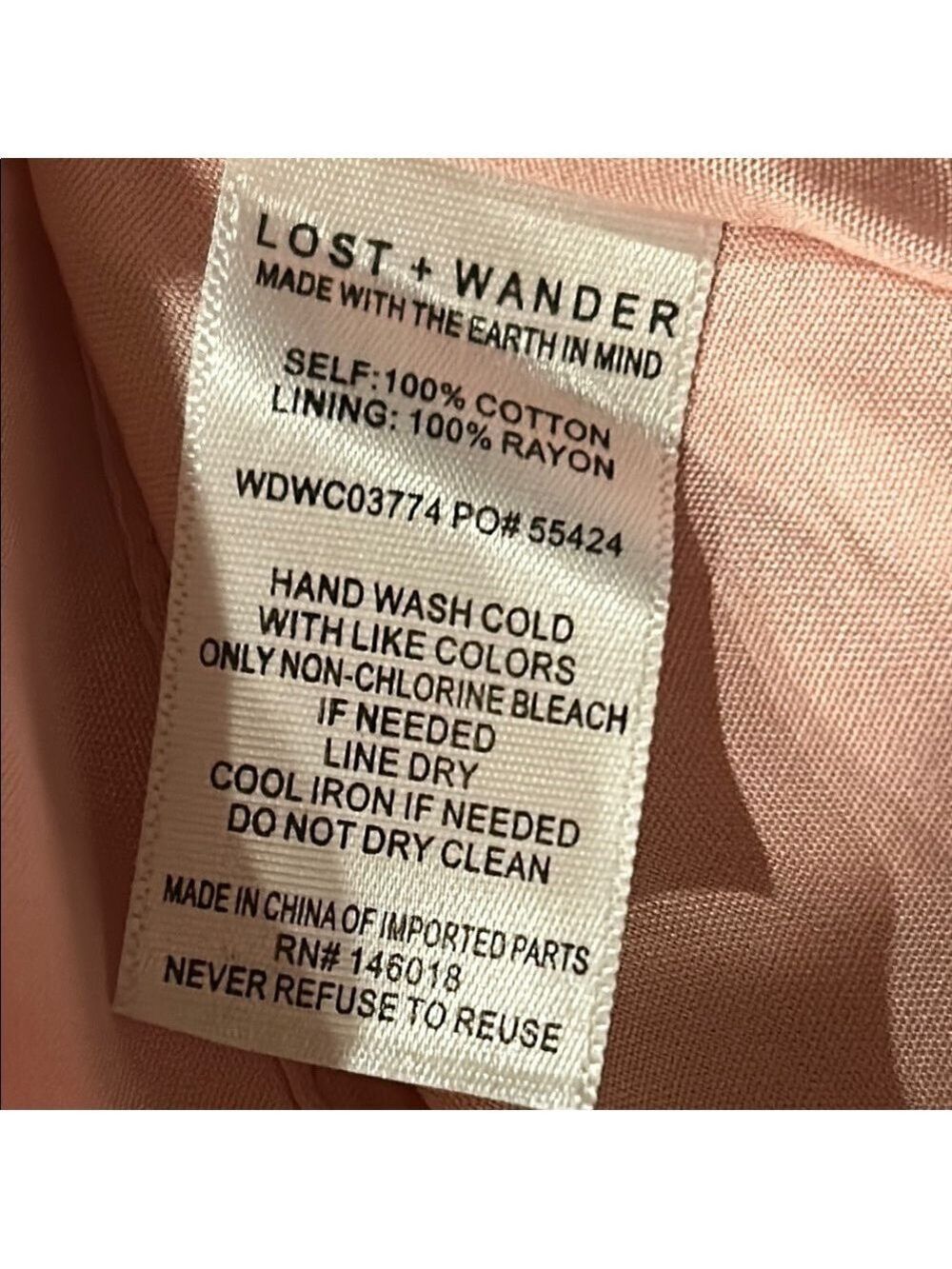 NWT Lost & Wander Blush Pink Bird Song Midi Dress, Size Medium - Picture 11 of 11